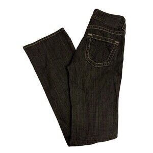 Big Star Sophie Boot Cut Jeans Thick Stitch Buckle Brand Size 27 x 31 Black Gray